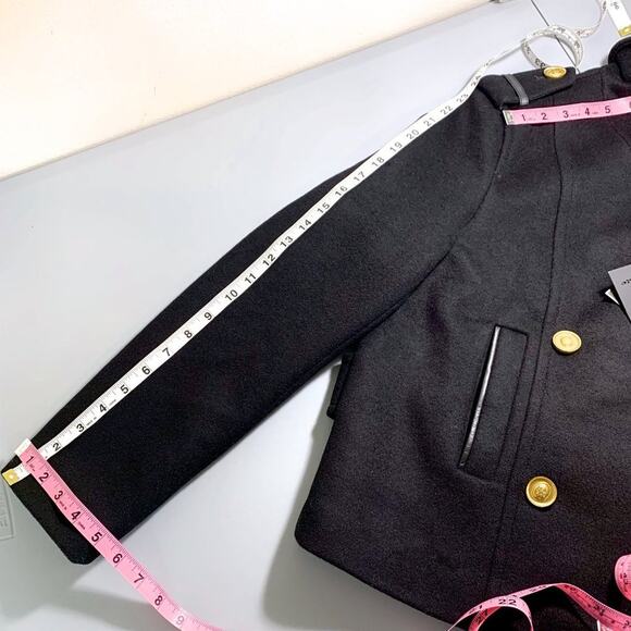 Mackage NEW Lana Cashmere Wool Double Breasted Cropped Coat Jacket Black Large - Picture 16 of 16